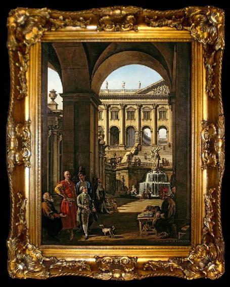 framed  Bernardo Bellotto Fantastic architecture with portrait of Franciszek Salezy Potocki and his son Stanislaw Szczesny., ta009-2